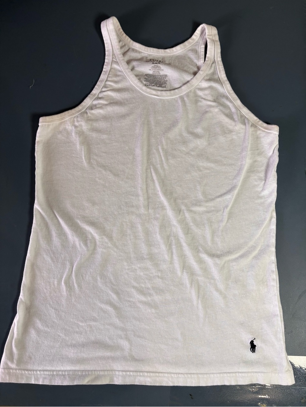 Ralph Lauren Men’s White Slim Fit Tank Top Classic Cotton Muscle Tee Size Medium